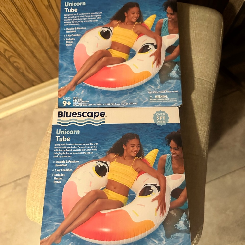 2 Unicorn Tubes - Colorful Pool Floats